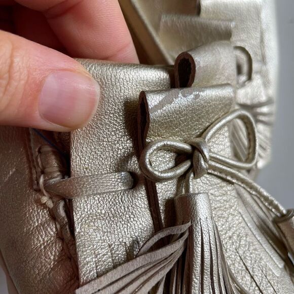 STUART WEITZMAN | gold leather tassel loafers 6 - Picture 12 of 16